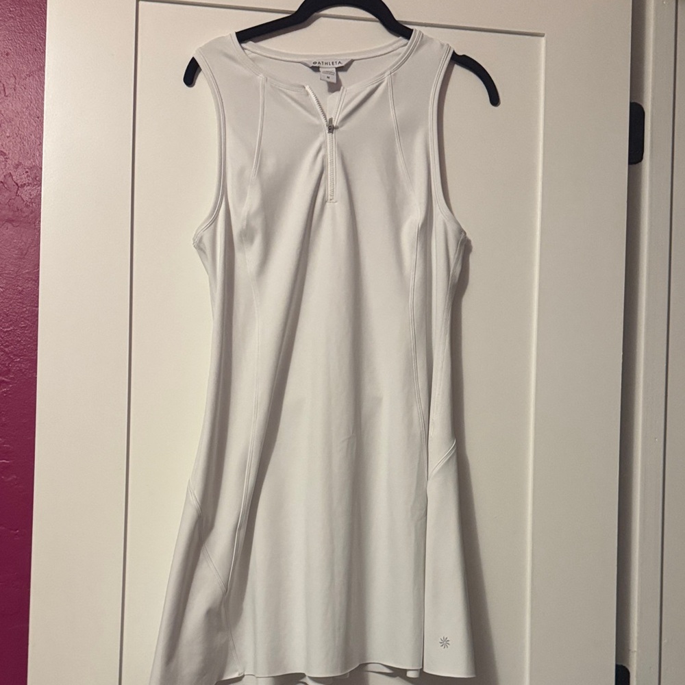 Athleta White Zip-Front Sleeveless Dress